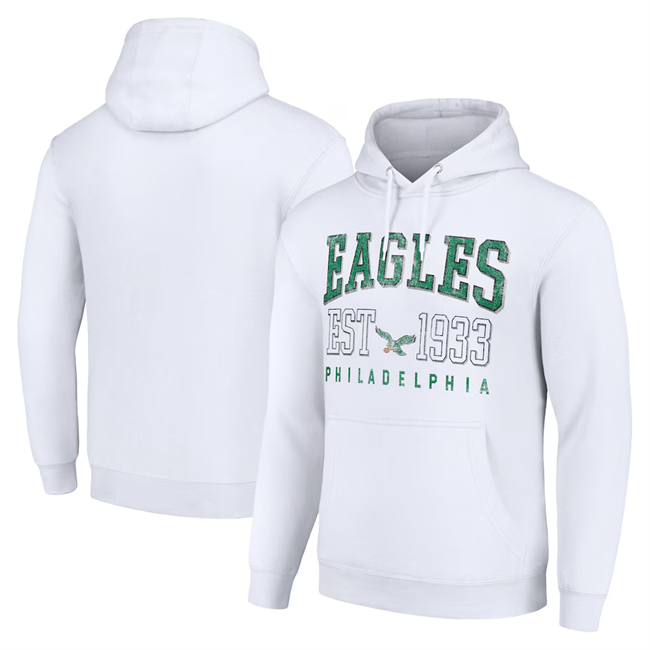 Men's Philadelphia Eagles White Throwback Logo Pullover Hoodie