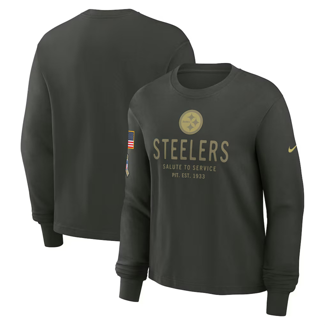 Men's Pittsburgh Steelers Dark Green 2025 Salute To Service Sideline Dri-FIT Long Sleeve T-Shirt