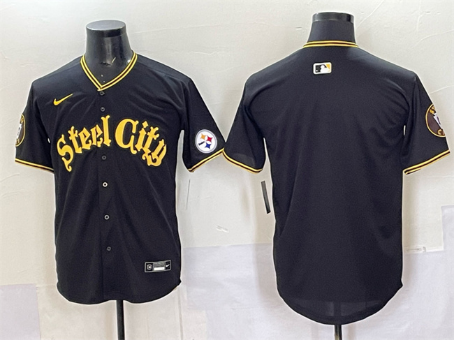 Men's Pittsburgh Steelers Blank Black 412 Patch Vapor Premier Limited Stitched Baseball Jersey
