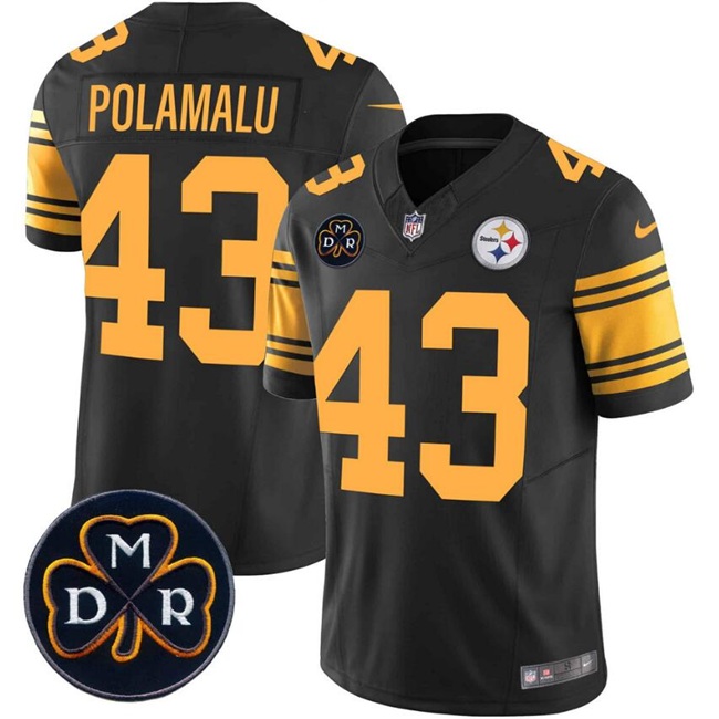 Men's Pittsburgh Steelers #43 Troy Polamalu Black F.U.S.E. DMR Patch Vapor Limited Stitched Jersey