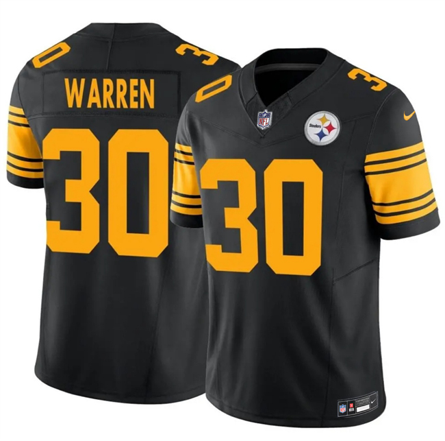 Men's Pittsburgh Steelers #30 Jaylen Warren Black 2025 F.U.S.E. Color Rush Vapor Untouchable Limited Stitched Jersey