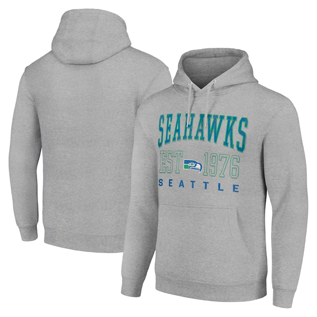 Men's Seattle Seahawks Grey Throwback Logo Pullover Hoodie