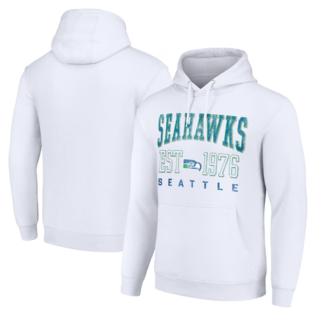 Men's Seattle Seahawks White Throwback Logo Pullover Hoodie