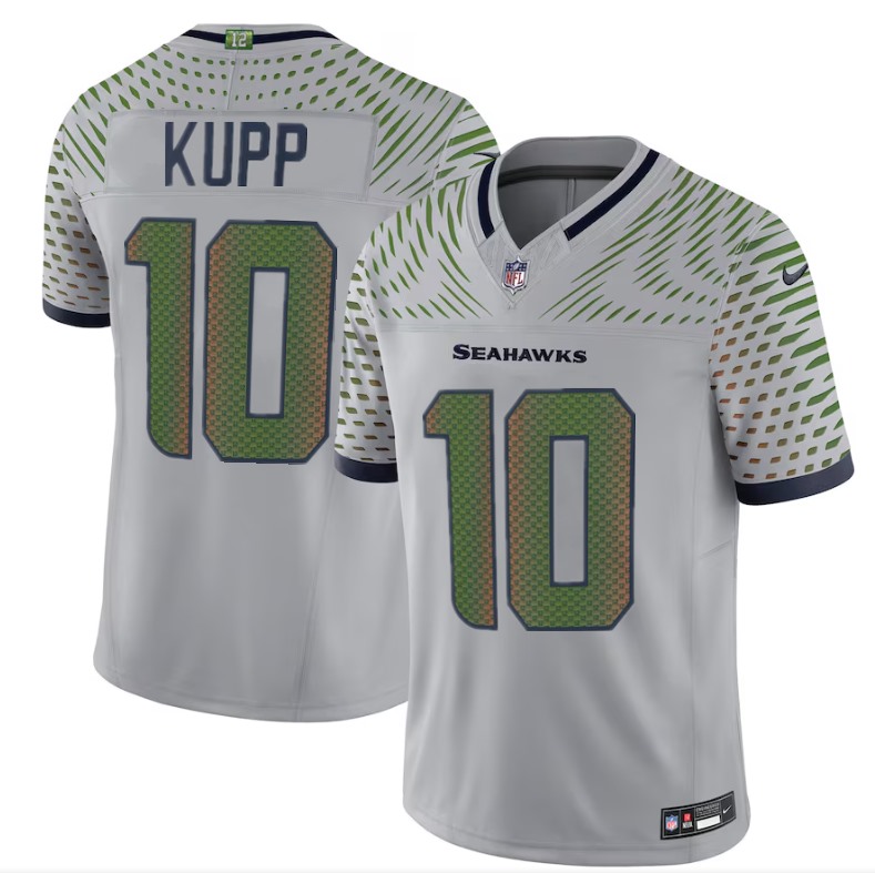 Men's Seattle Seahawks #10 Cooper Kupp Grey 2025 F.U.S.E. “Rivalries” Vapor Untouchable Limited Stitched Football Jersey