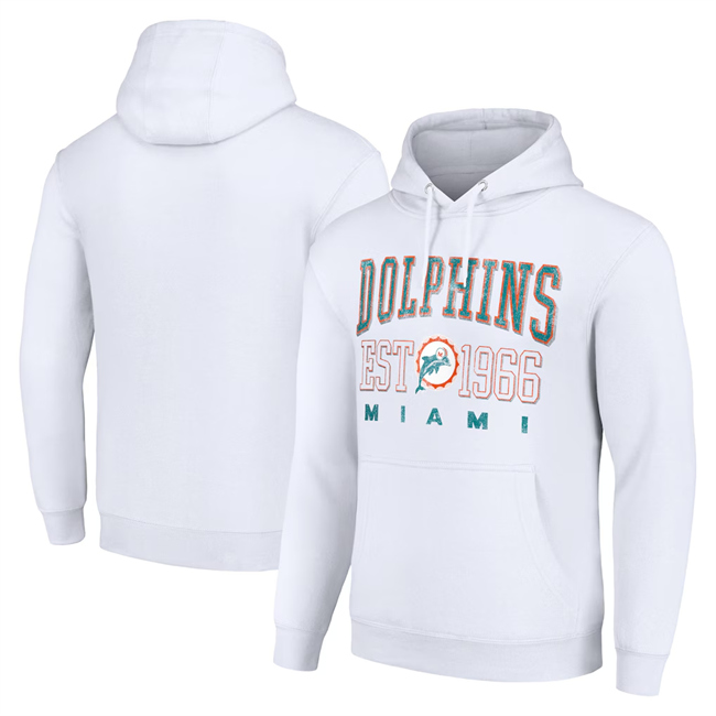 Men's Miami Dolphins White Throwback Logo Pullover Hoodie