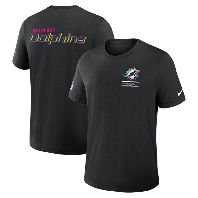 Men's Miami Dolphins Black 2025 Crucial Catch Tri-Blend Dri-FIT T-Shirt