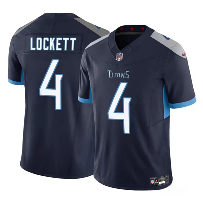 Men's Tennessee Titans #4 Tyler Lockett Navy 2025 F.U.S.E. Vapor Limited Stitched Football Jersey