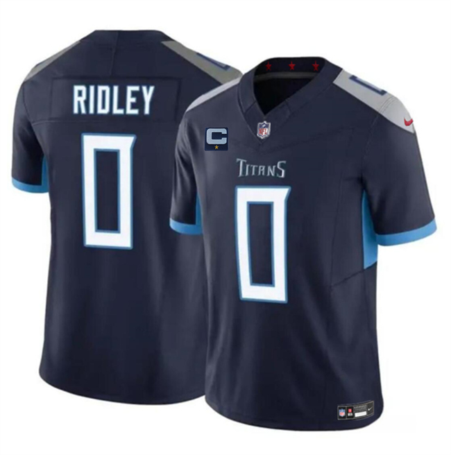 Men's Tennessee Titans #0 Calvin Ridley Navy 2025 F.U.S.E. With 1-Star C Patch Vapor Limited Stitched Football Jersey