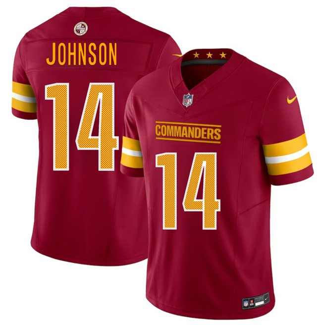 Men's Washington Commanders #14 Josh Johnson Burgundy 2025 Draft F.U.S.E. Vapor Limited Stitched Football Jersey