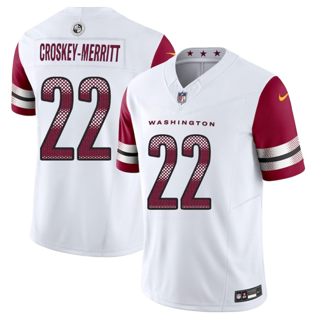 Men's Washington Commanders #22 Jacory Croskey-Merritt White 2025 F.U.S.E. Vapor Limited Stitched Football Jersey