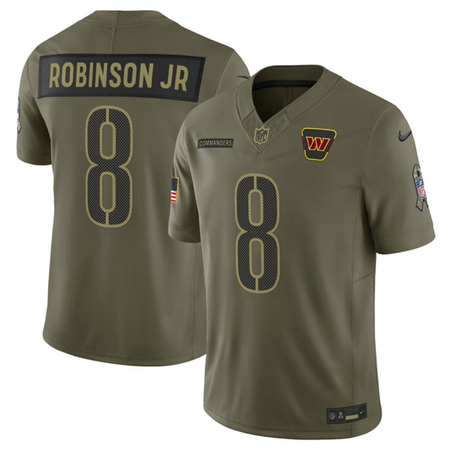 Men's Washington Commanders #8 Brian Robinson Jr. Olive 2025 F.U.S.E. Salute To Service Limited Stitched Football Jersey