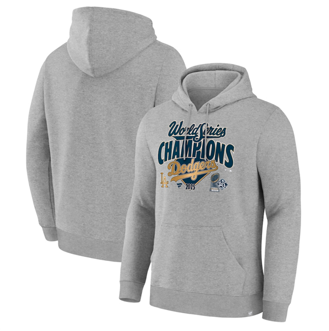 Men's Los Angeles Dodgers Grey 2025 World Series Champions Locker Room Hoodie