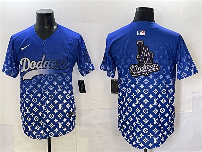 Men's Los Angeles Dodgers Team Big Logo Blue Limited Stitched Baseball   Jersey