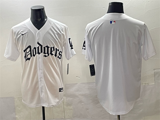 Men's Los Angeles Dodgers Blank White 2025 LA Gothic Style Vapor Premier Limited Stitched Baseball Jersey