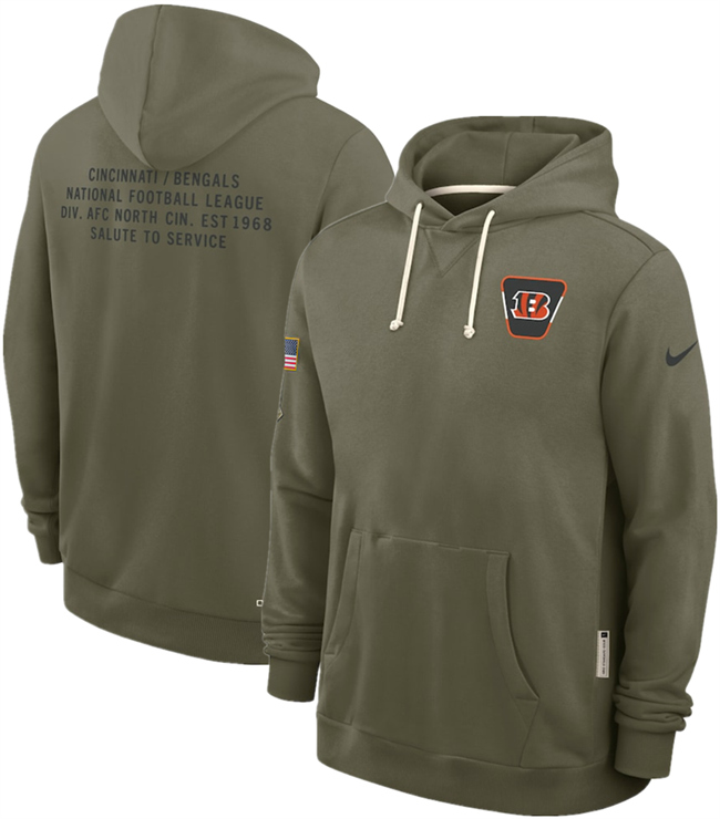 Men's Cincinnati Bengals Olive 2025 Salute To Service Pullover Hoodie