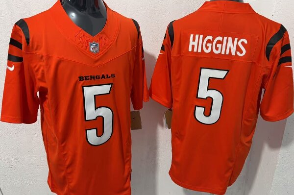 Men's Cincinnati Bengals #5 Tee Higgins Orange F.U.S.E. Vapor Untouchable Limited Stitched Jersey