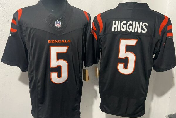 Men's Cincinnati Bengals #5 Tee Higgins Black F.U.S.E. Vapor Untouchable Limited Stitched Jersey