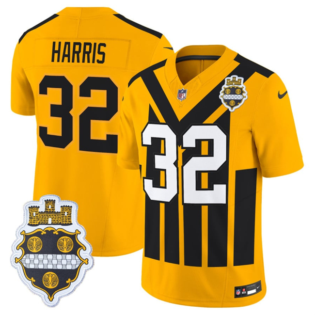 Men's Pittsburgh Steelers #32 Franco Harris Gold 1933 F.U.S.E. Throwback Alternate Football Stitched Football Jersey
