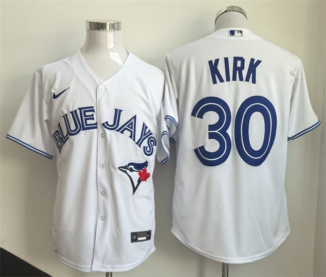 Men's Toronto Blue Jays #30 Alejandro Kirk White Cool Base Stitched Baseball Jersey
