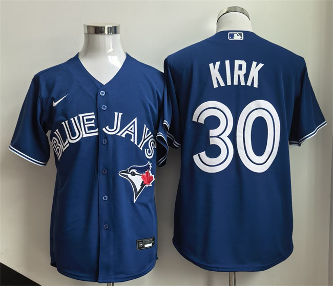 Men's Toronto Blue Jays #30 Alejandro Kirk Blue Cool Base Stitched Baseball Jersey