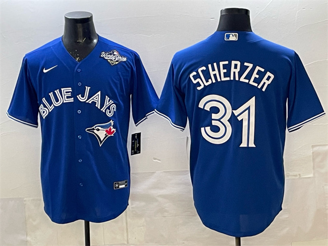 Men's Toronto Blue Jays #31 Max Scherzer Royal 2025 World Series Cool Base Stitched Baseball Jersey