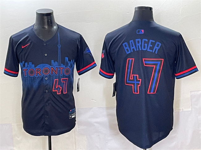 Men's Toronto Blue Jays #47 Addison Barger Navy 2024 City Connect Limited Stitched Baseball Jersey