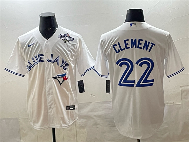 Men's Toronto Blue Jays #22 Ernie Clement White 2025 World Series Home Cool Base Stitched Baseball Jersey