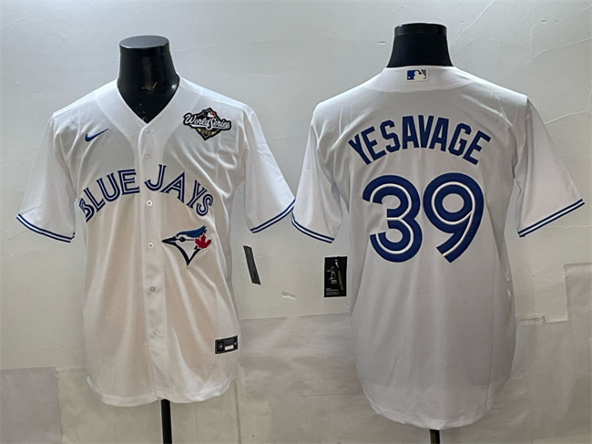 Men's Toronto Blue Jays #39 Trey Yesavage White 2025 World Series Home Cool Base Stitched Baseball Jersey