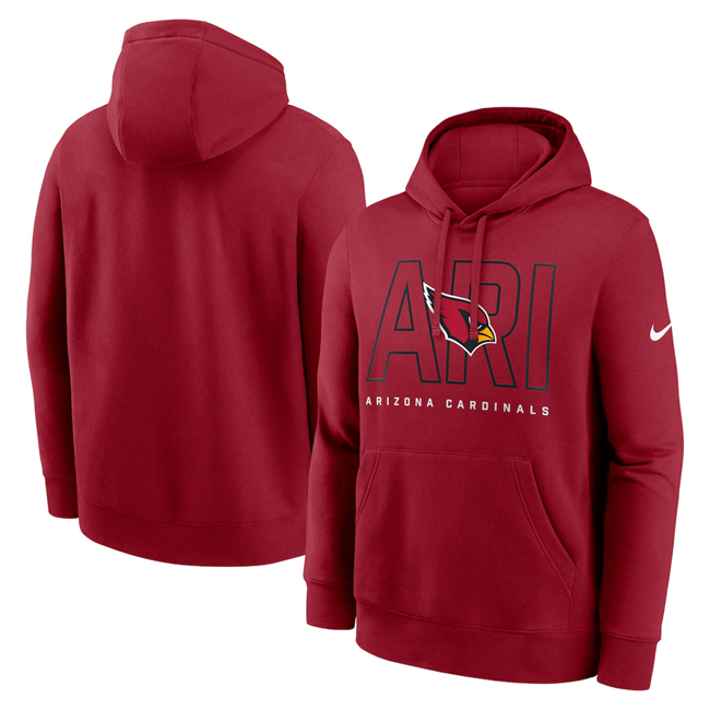 Men's Arizona Cardinals Cardinal Busted Play Club Fleece Pullover Hoodie