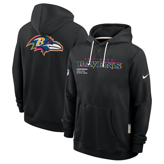 Men's Baltimore Ravens Black 2025 Crucial Catch Club Pullover Hoodie