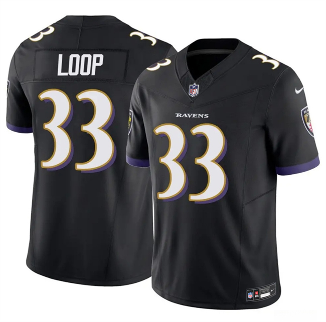 Men's Baltimore Ravens #33 Tyler Loop Black 2025 F.U.S.E Vapor Limited Football Jersey