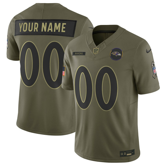 Men's Baltimore Ravens Active Player Custom Olive 2025 F.U.S.E. Salute To Service Limited Football Jersey