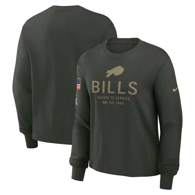 Men's Buffalo Bills Dark Green 2025 Salute To Service Sideline Dri-FIT Long Sleeve T-Shirt