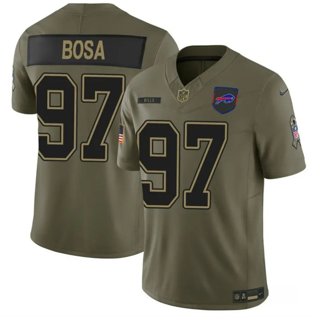 Men's Buffalo Bills #97 Joey Bosa Olive 2025 F.U.S.E. Salute To Service Limited Stitched Football Jersey