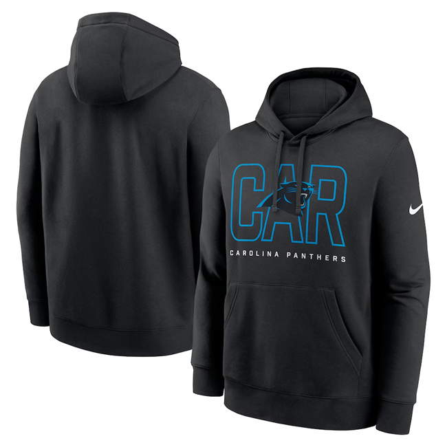 Men's Carolina Panthers Black Busted Play Club Fleece Pullover Hoodie