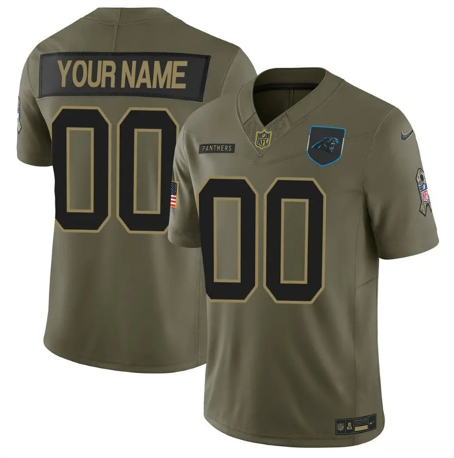 Men's Carolina Panthers Active Player Custom Olive 2025 F.U.S.E. Salute To Service Limited Stitched Football Jersey