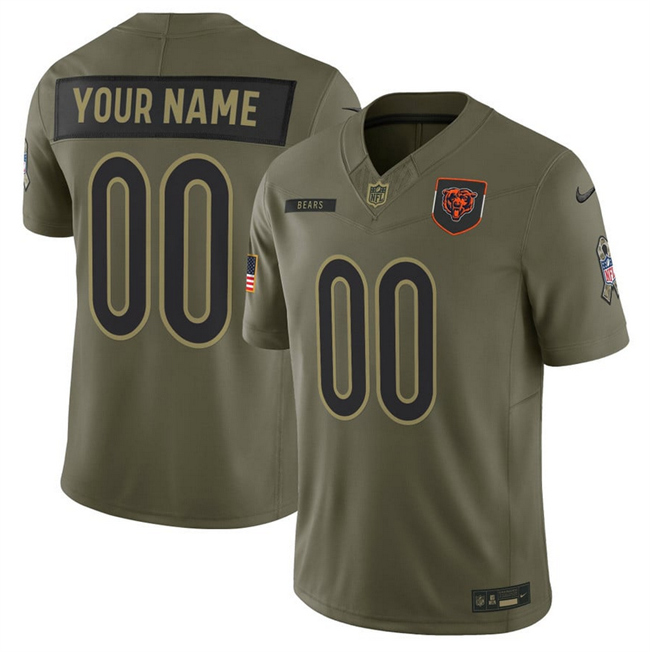 Men's Chicago Bears Active Player Custom Olive 2025 F.U.S.E. Salute To Service Limited Stitched Football Jersey