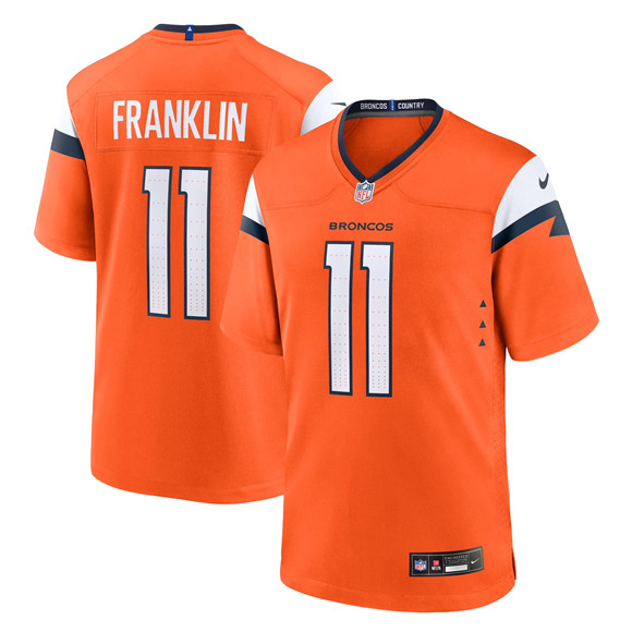 Men's Denver Broncos #11 Troy Franklin Orange 2025 Alternate Stitched Game Jersey