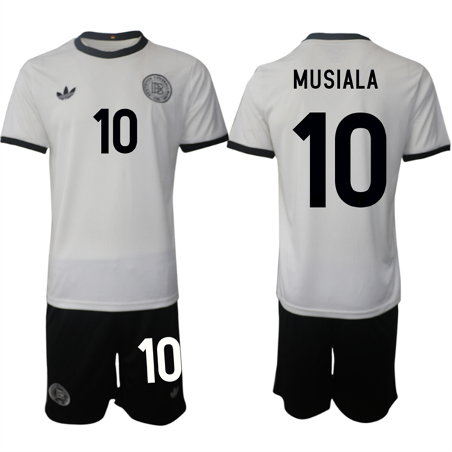 Men's Germany #10 Jamal Musiala White 2025 Home Soccer Jersey Suit