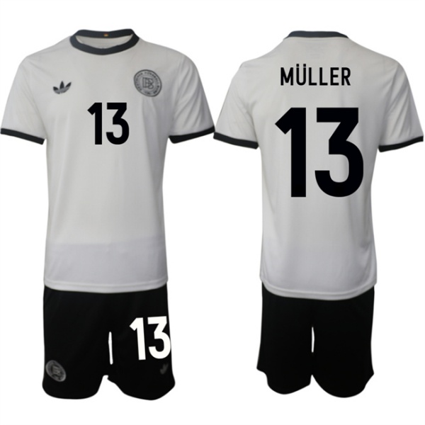 Men's Germany #13 Thomas Muller White 2025 Home Soccer Jersey Suit