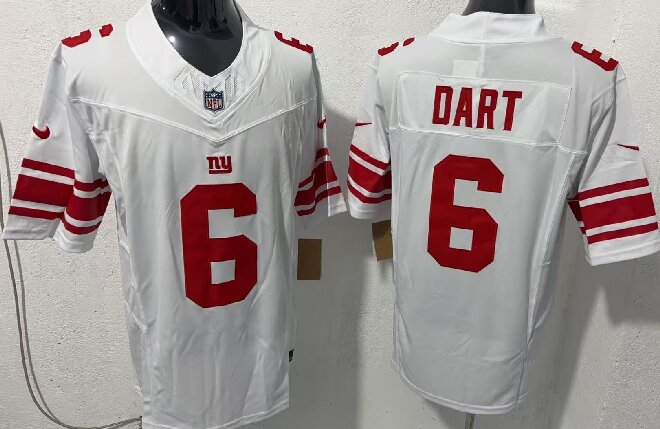 Men's New York Giants #6 Jaxson Dart White 2025 Draft F.U.S.E. Vapor Untouchable Limited Stitched Jersey