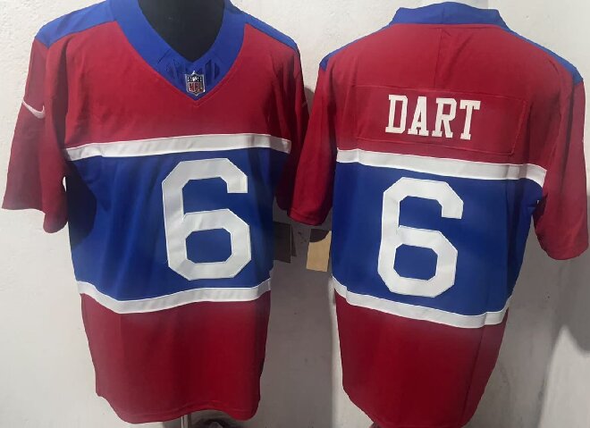 Men's New York Giants #6 Jaxson Dart  Century Red Alternate Vapor F.U.S.E. Limited Stitched Football Jersey