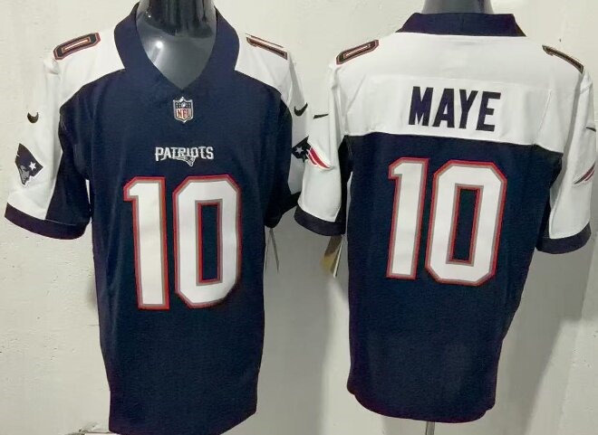 Men's New England Patriots #10 Drake Maye Navy  White F.U.S.E. Vapor Limited Stitched Football Jersey
