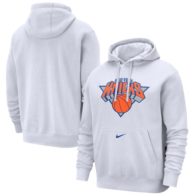 Men's New York Knicks White 2025 City Edition Essential Club Pullover Hoodie
