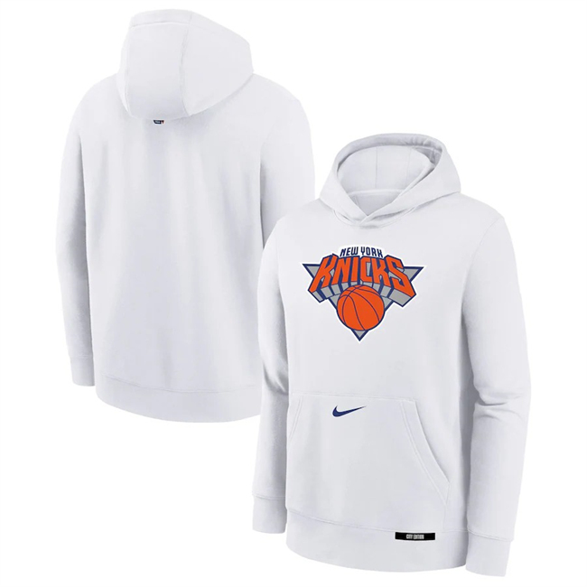 Men's New York Knicks White 2025 City Edition Fleece Club Pullover Hoodie