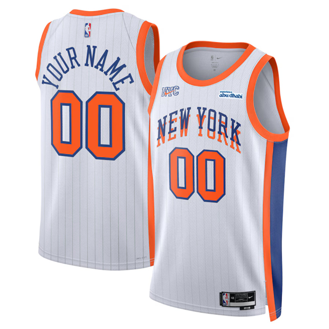 Men's New Yok Knicks Active Player Custom White 2025 City Edition Stitched Basketball Jersey