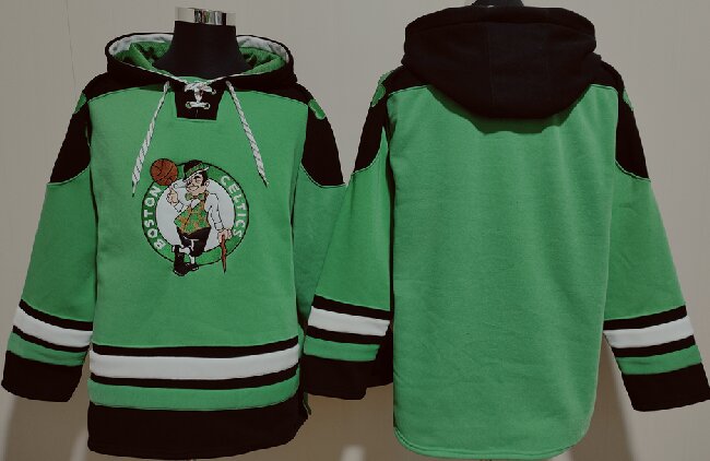 Men's Boston Celtics Blank version NEW Green Lace-Up Pullover Hoodie