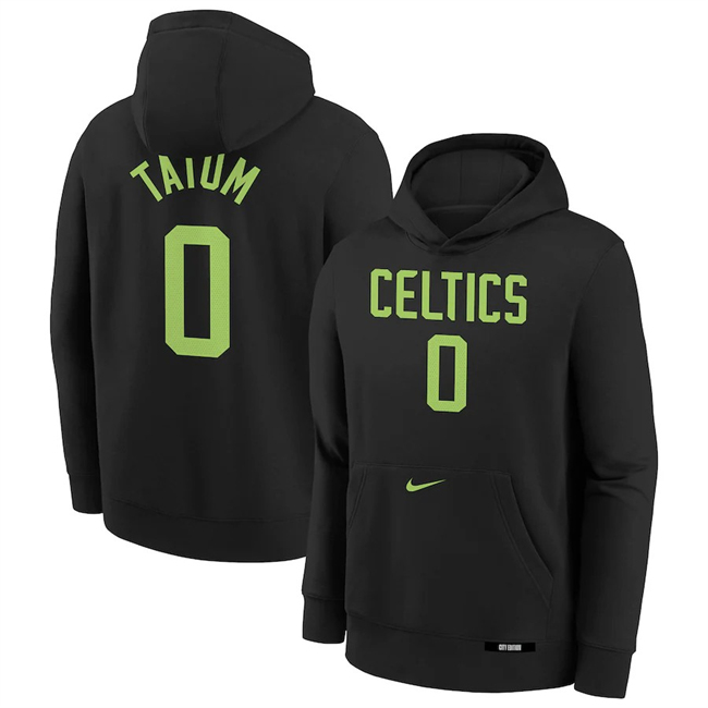 Men's Boston Celtics #0 Jayson Tatum Black 2025 City Edition Fleece Club Pullover Hoodie