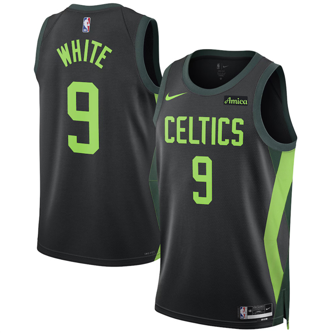 Men's Boston Celtics #9 Derrick White Black 2025 City Edition Stitched Basketball Jersey