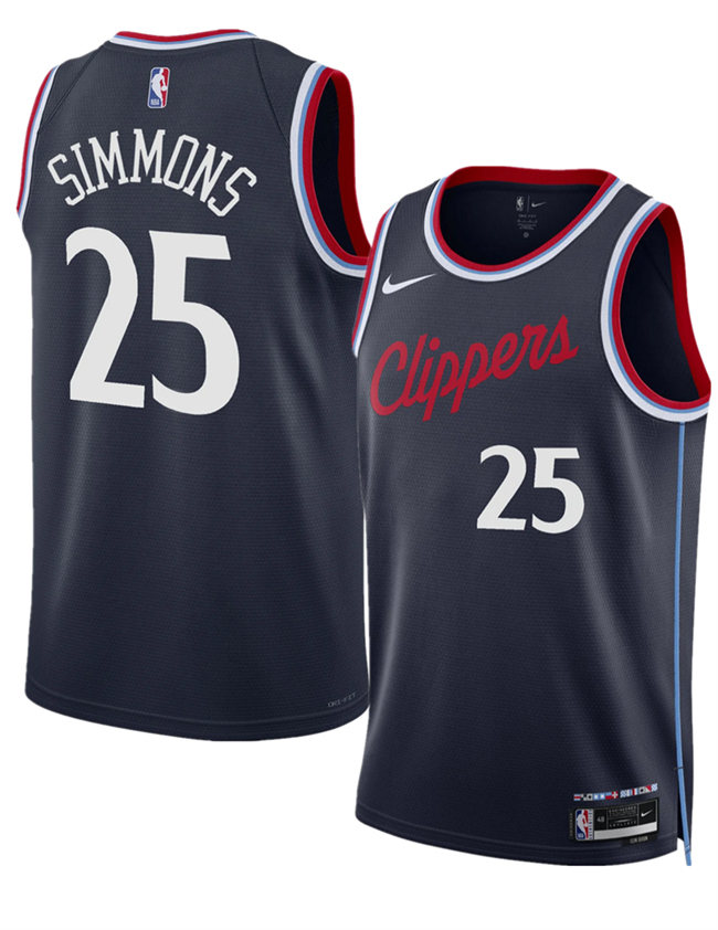 Men's Los Angeles Clippers #25 Ben Simmons Navy 2025 Icon Edition Stitched Jersey